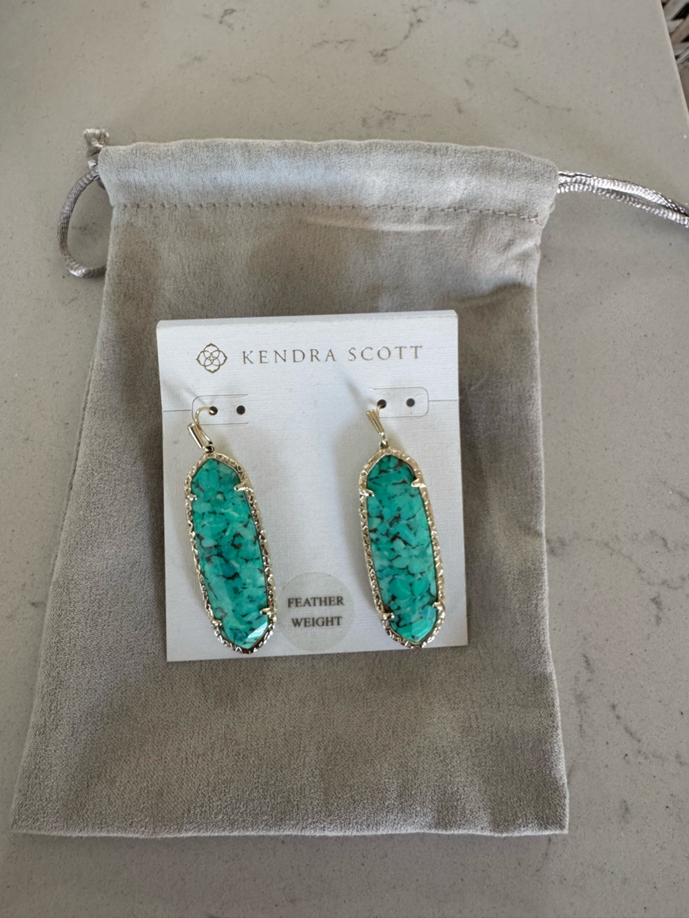 Kendra Scott Turquoise and Gold Elle-Style Drop Earrings
